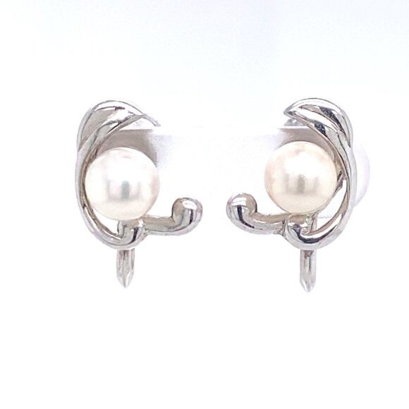 Mikimoto Estate Akoya Pearl Clip On Earrings Sterling Silver 6mm 3.53 Grams M173 - Picture 14 of 15
